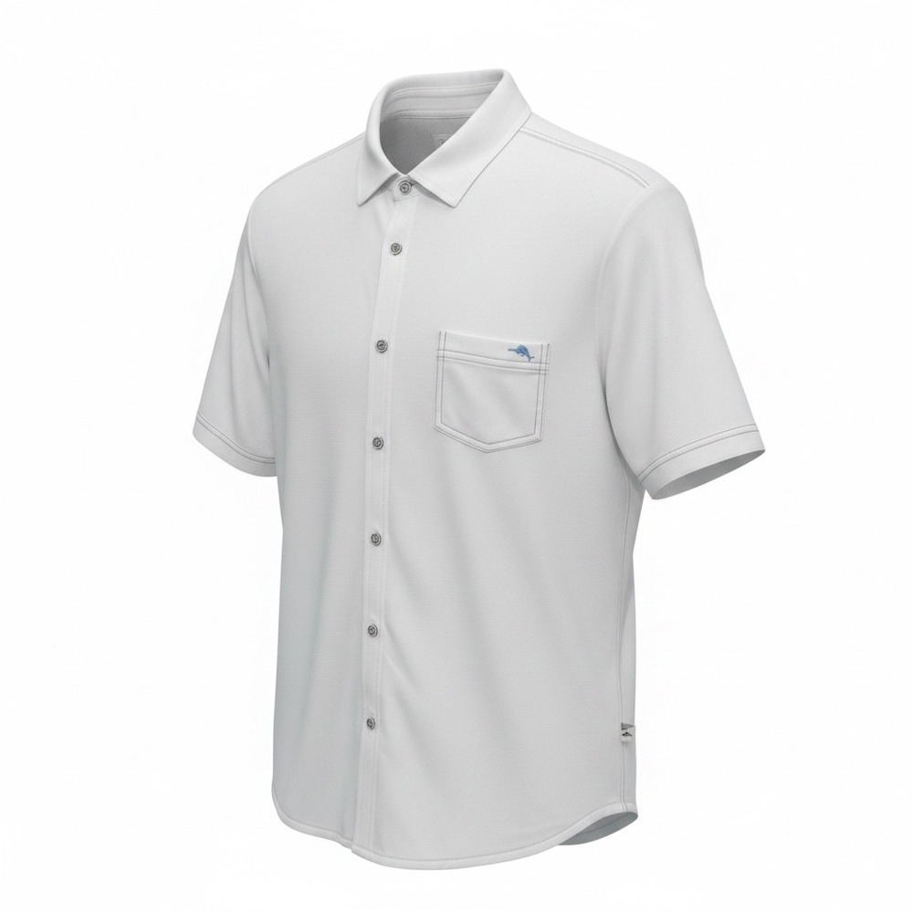 Tommy Bahama IslandZone Polo Shirt Mens XL White Short Sleeve Button Front